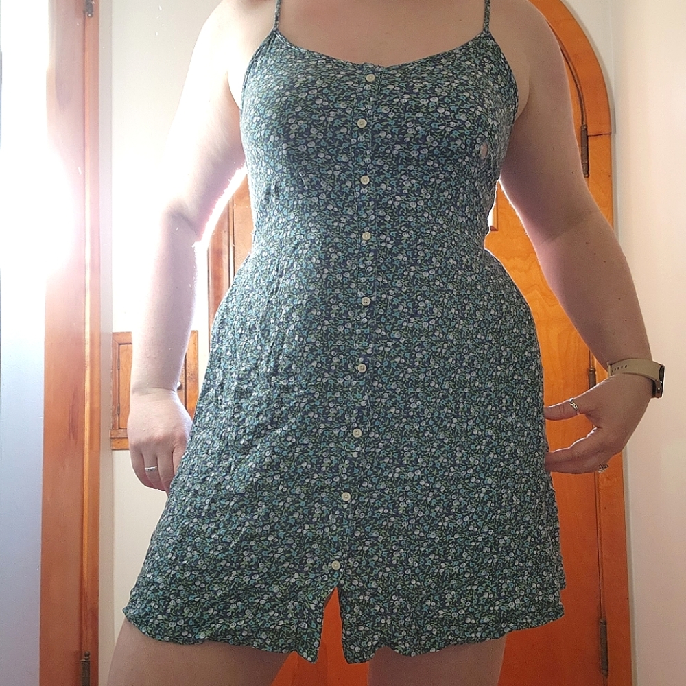 Aerie Floral Stretch Dress with Hole